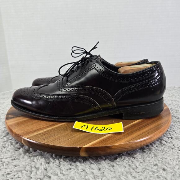 Florsheim Mens 9.5E Burgundy Leather Business Wingtip Brogue Oxford Dress Shoe main image 5